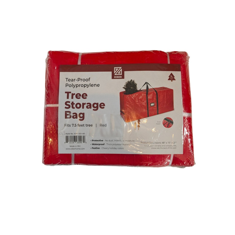 Christmas Tree Storage Bag Red Tear-Proof Polypropylene Zober Fits 7.5ft Tree